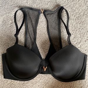 Victoria’s Secret Black Lined Demi Racerback Bra w front close